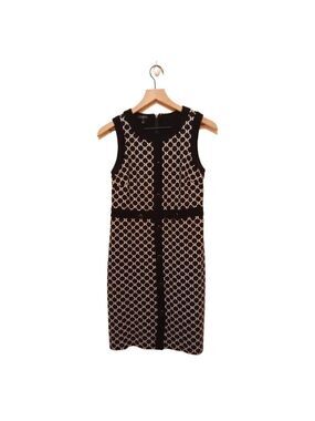 TALBOTS Petite Black & White Sleeveless Geometric Sheath Dress Sz 6P